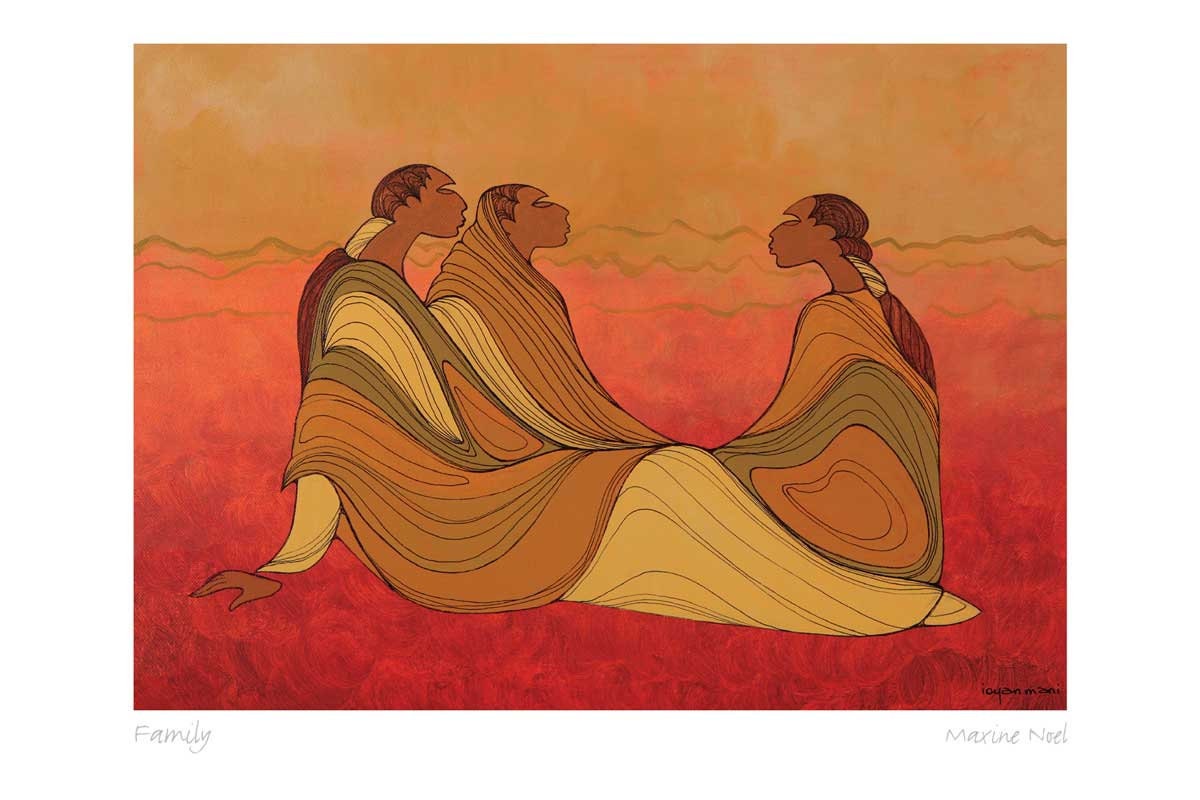 Famille par Maxine Noel, impression d'art autochtone, Premières Nations, Amérindiens, carte d'art encadrée