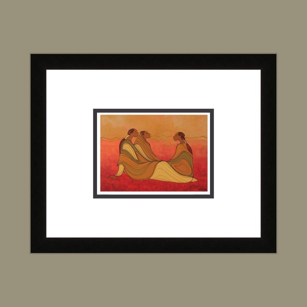 Famille par Maxine Noel, impression d'art autochtone, Premières Nations, Amérindiens, carte d'art encadrée