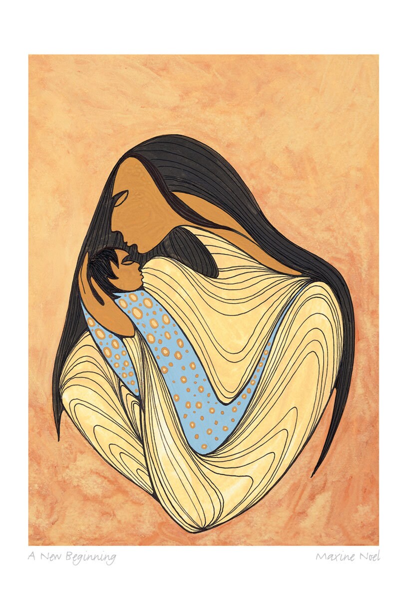 A New Beginning by Maxine Noel, Indigenous Art Print, First Nations, Native Americans, Framed Art Card