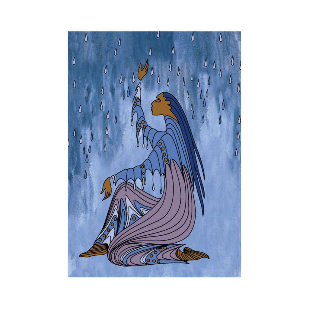 Faiseur de pluie par Maxine Noel, carte d'art autochtone, Premières Nations, Amérindiens, carte d'art encadrée