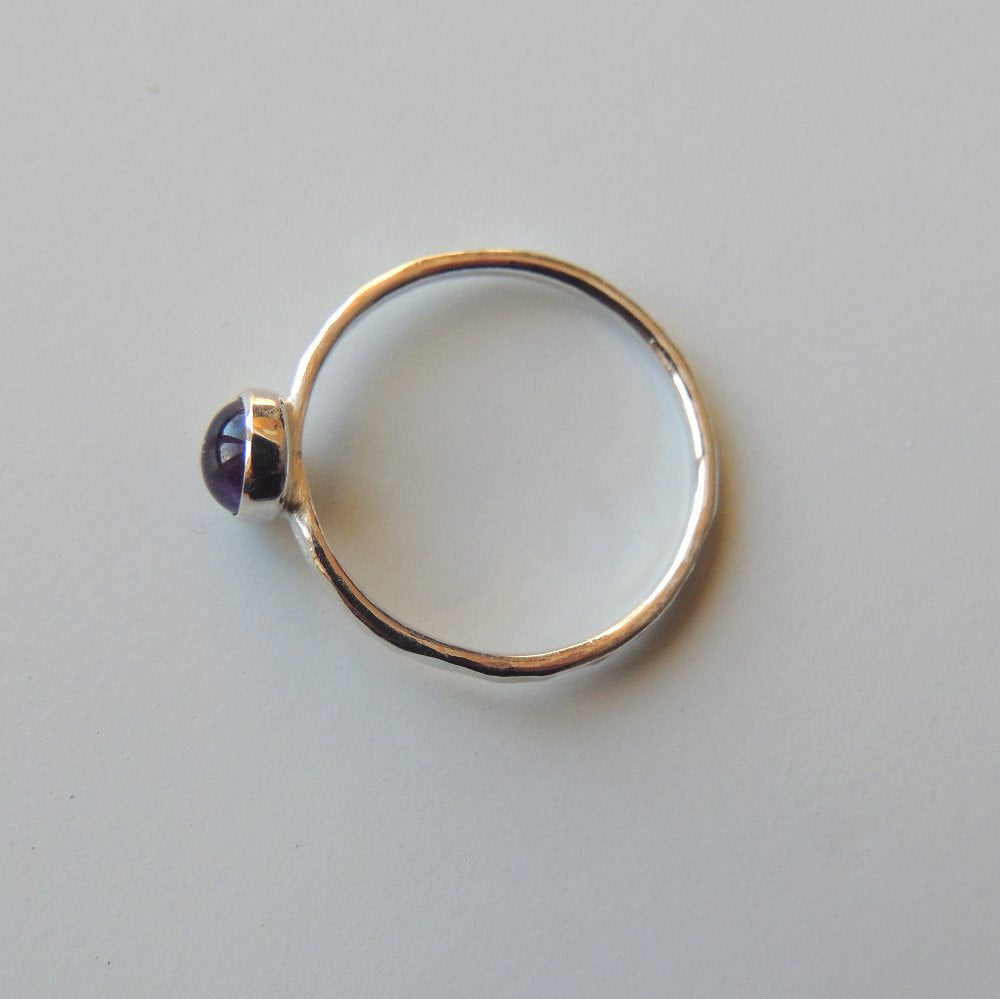 Amethyst Ring Sterling Silver Stacking Ring Bezel Set