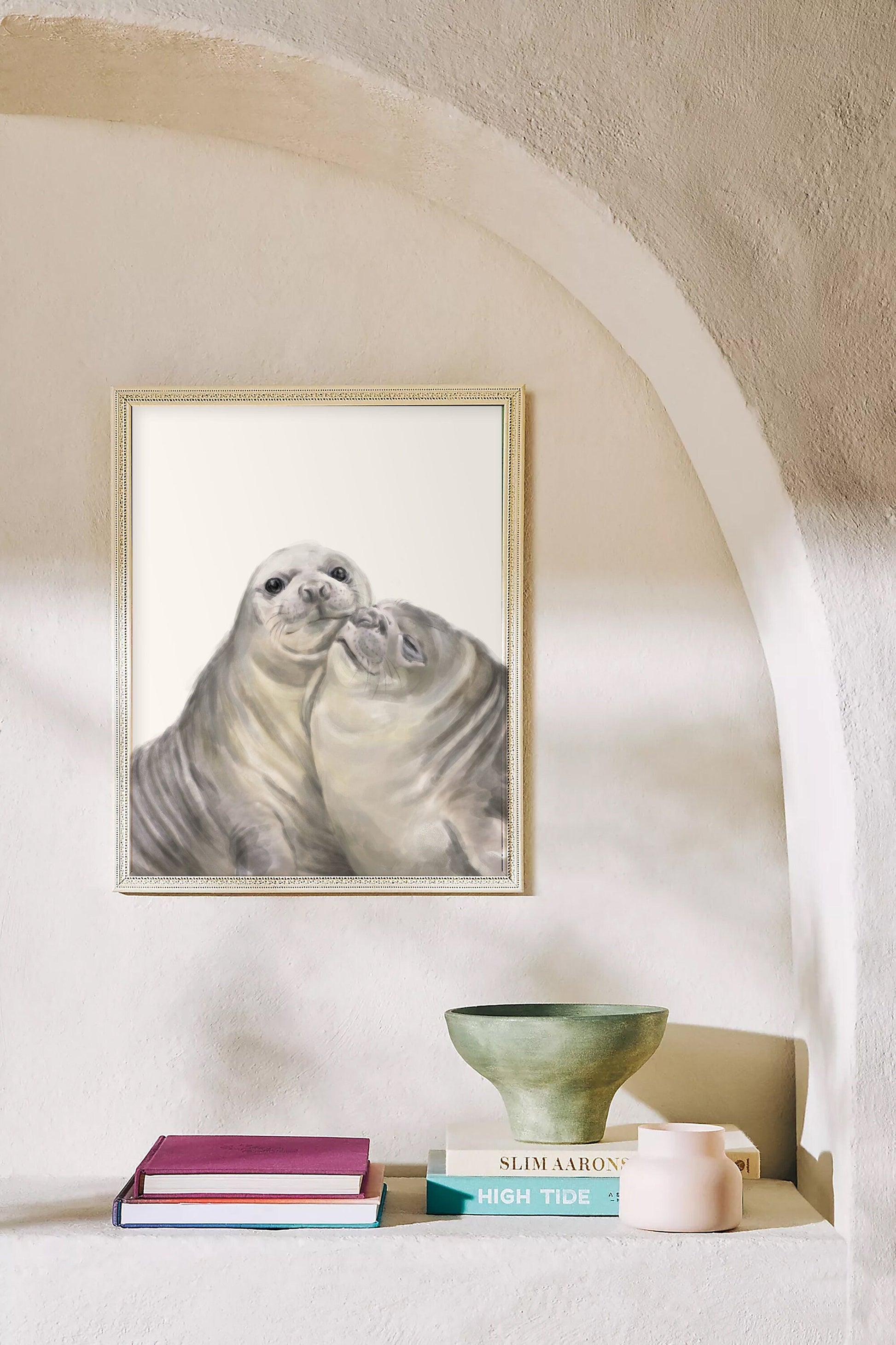 Affiche artistique « Phoque avec un baiser » : Cadeau d’anniversaire pour les amoureux des animaux