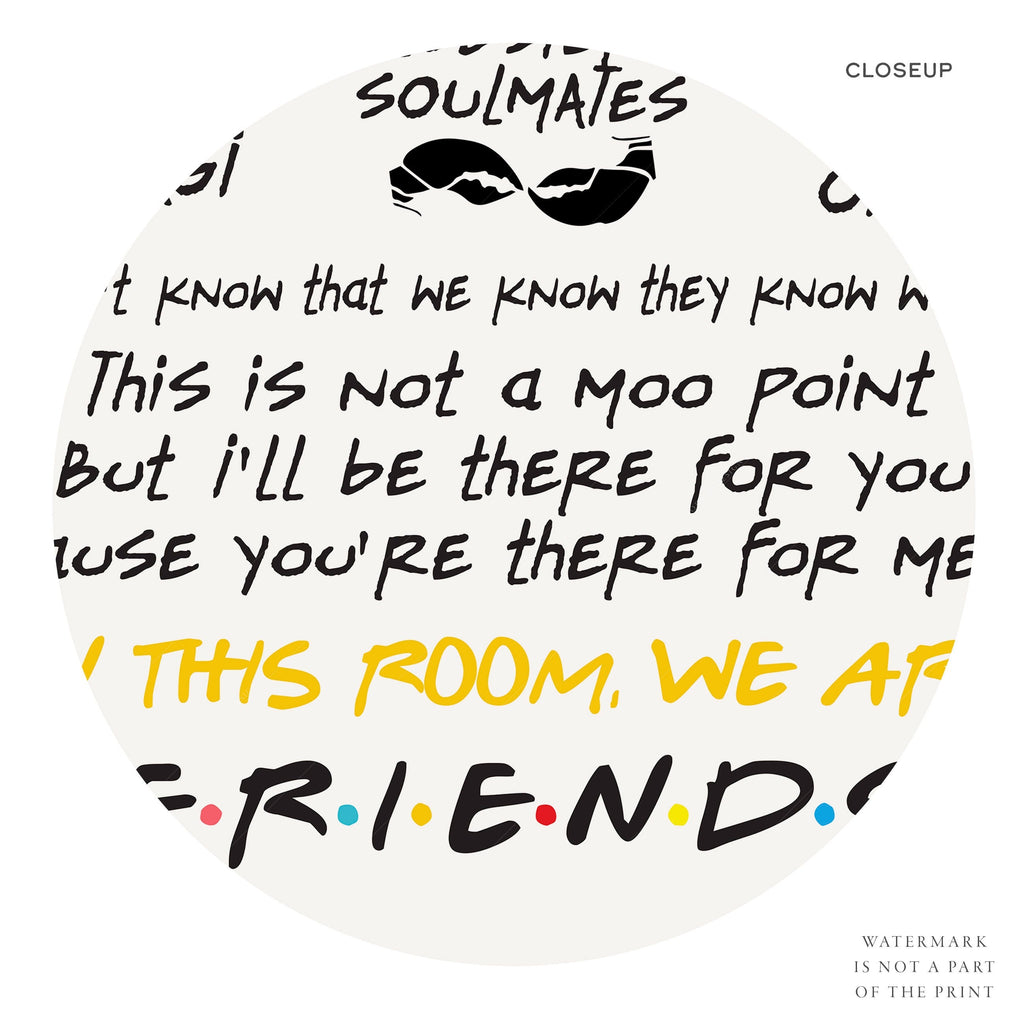 Friends TV Show Poster – In This Room Quotes Print – 90s Sitcom Wall Art
