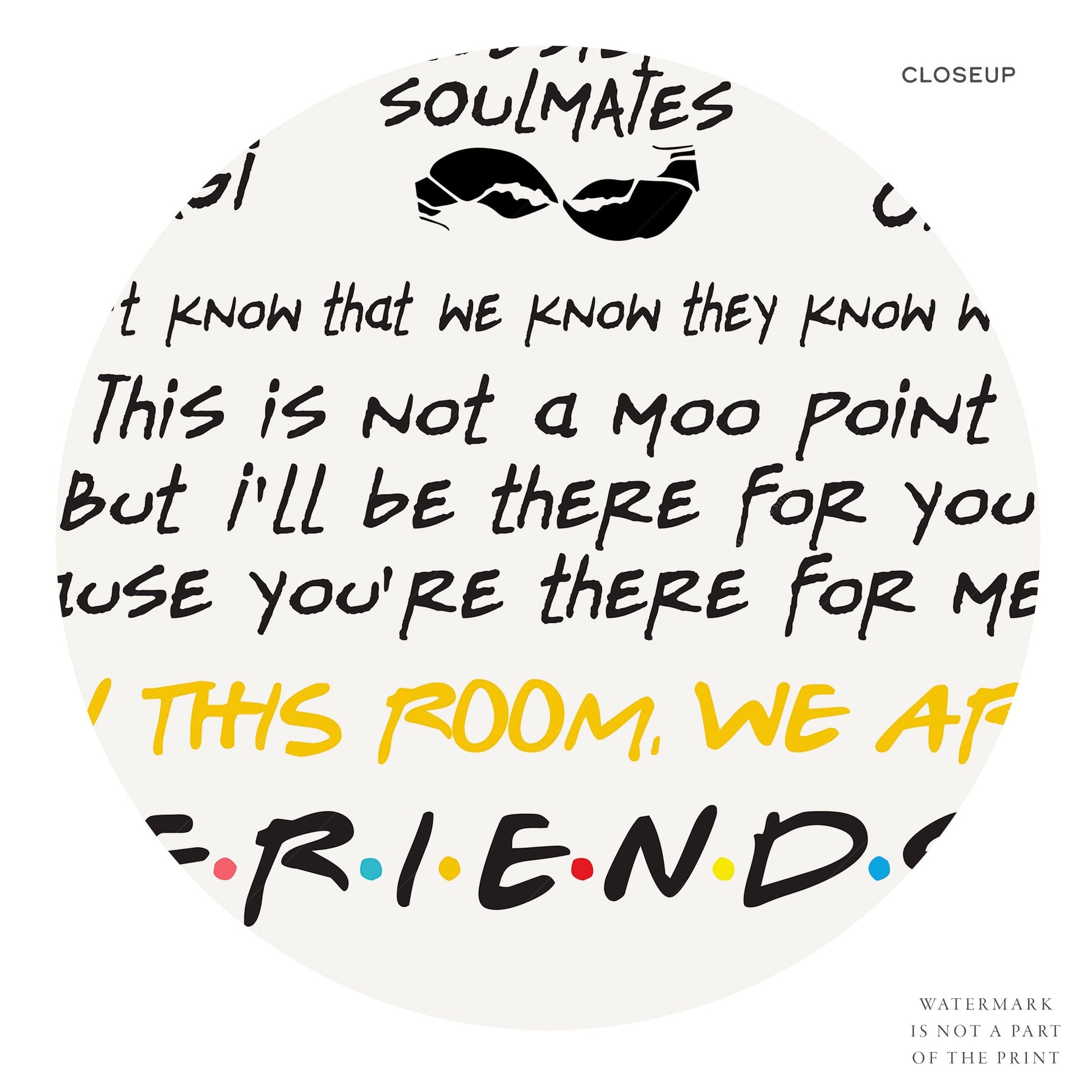 Friends TV Show Poster – In This Room Quotes Print – 90s Sitcom Wall Art