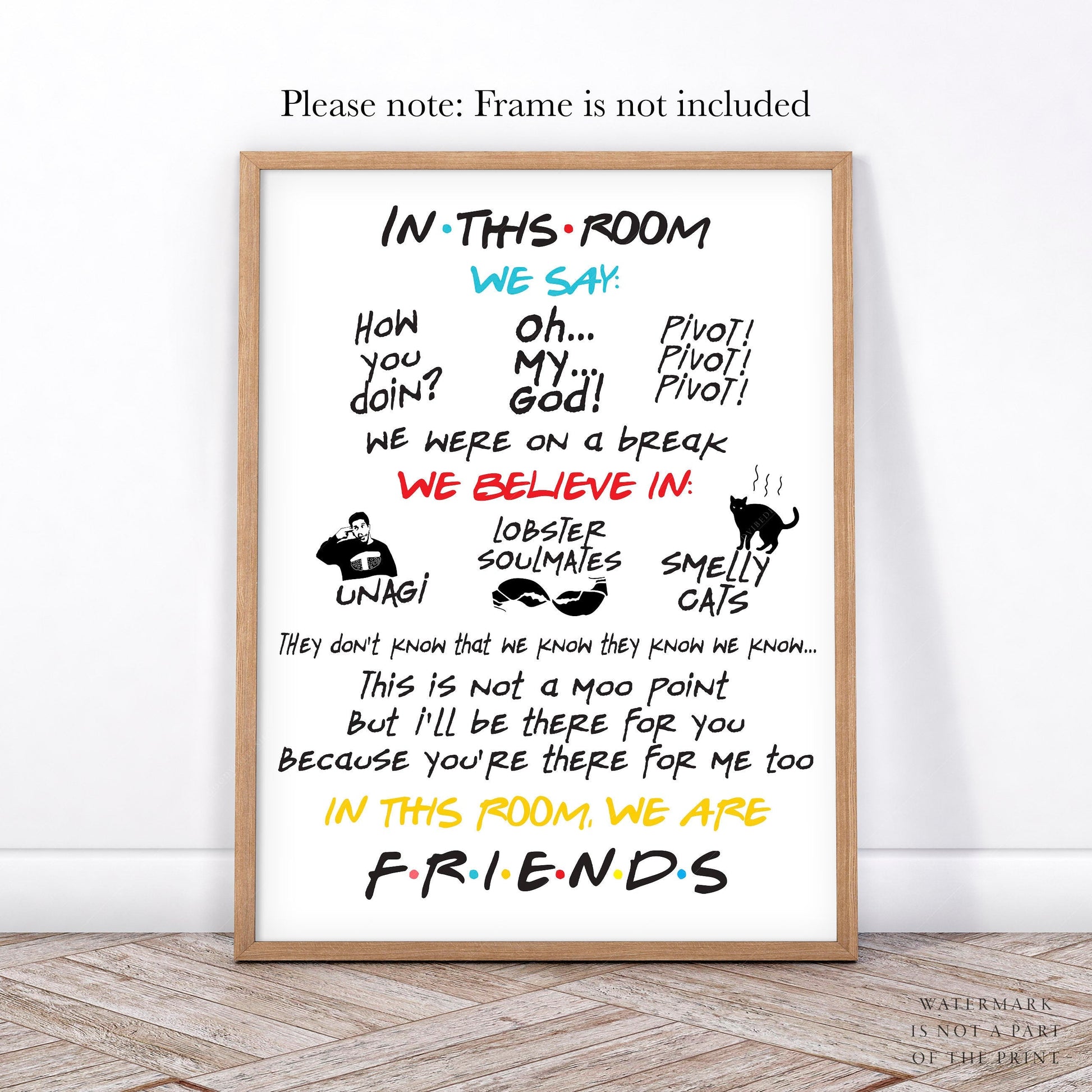Friends TV Show Poster – In This Room Quotes Print – 90s Sitcom Wall Art