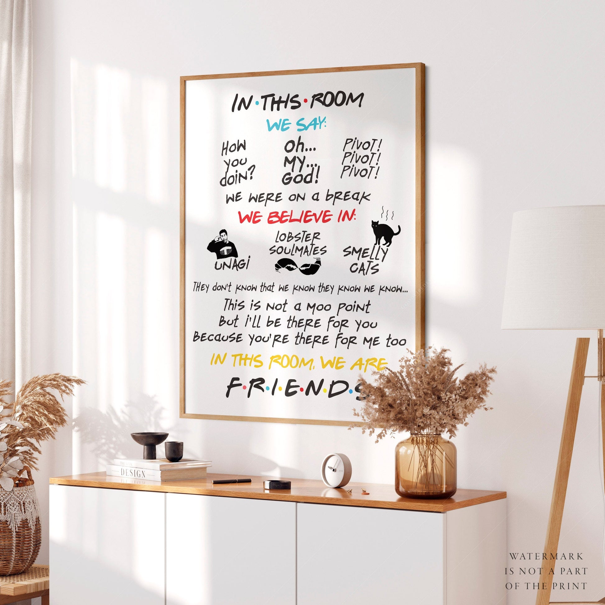 Friends TV Show Poster – In This Room Quotes Print – 90s Sitcom Wall Art