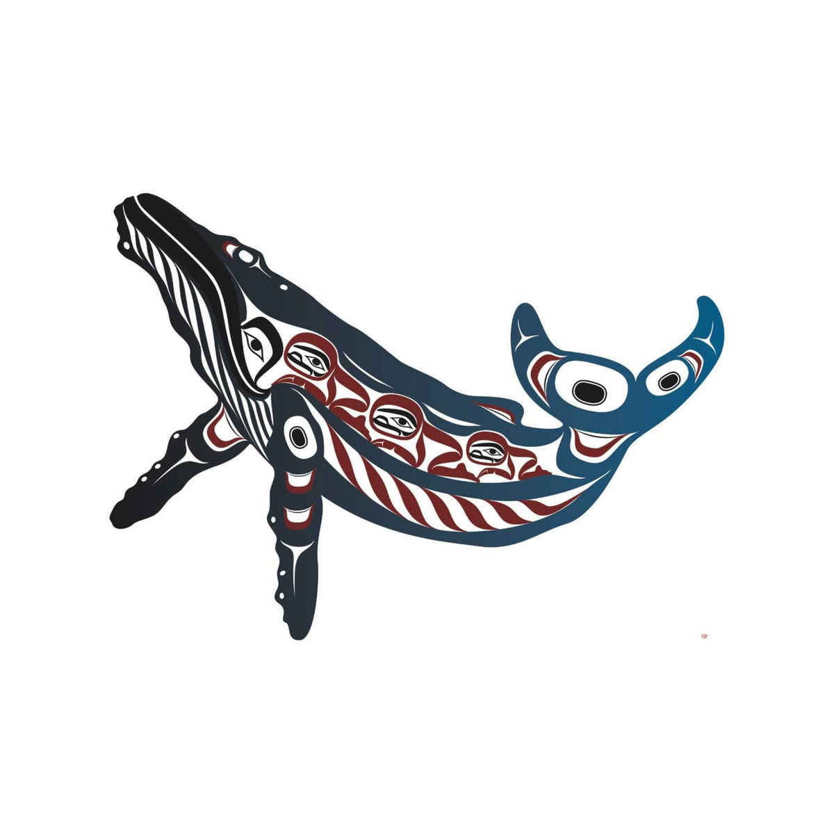 Baleine à bosse par Mark Preston, impression d'art autochtone, Premières Nations, Amérindiens, Tlingit, Territoire du Yukon, œuvre encadrée