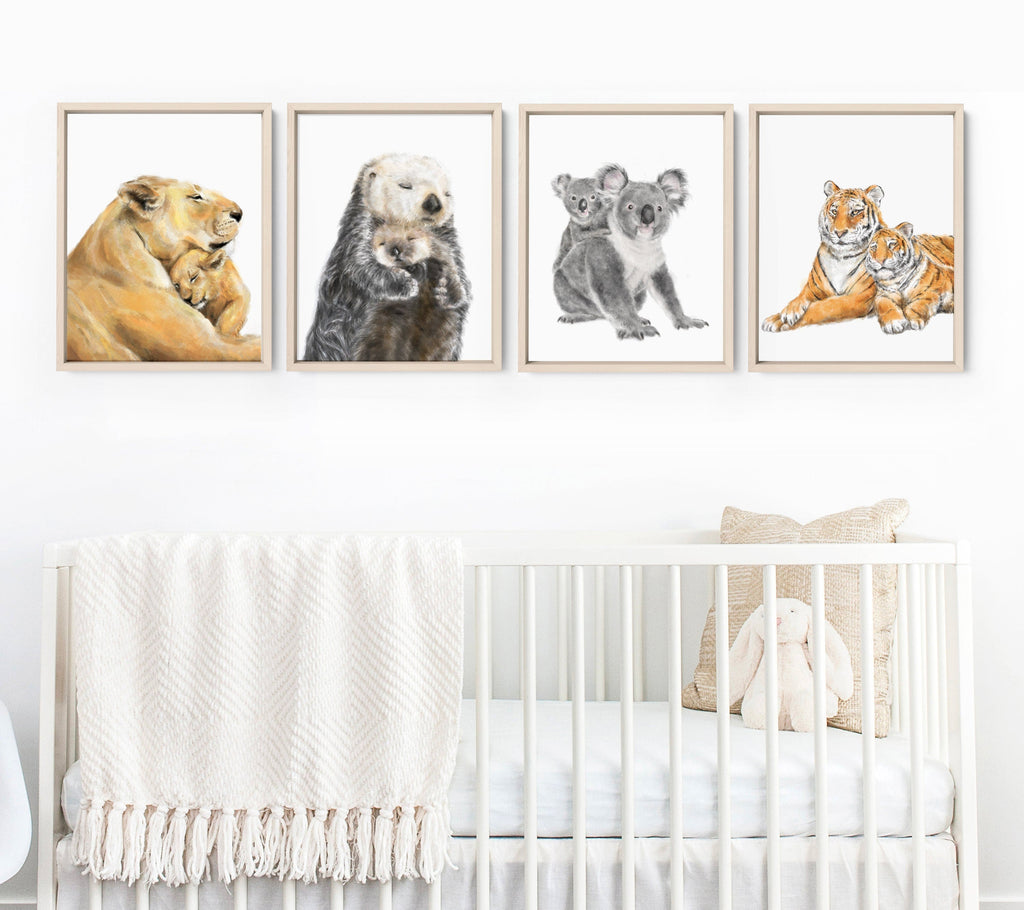 Illustration d'une maman lionne et son bébé