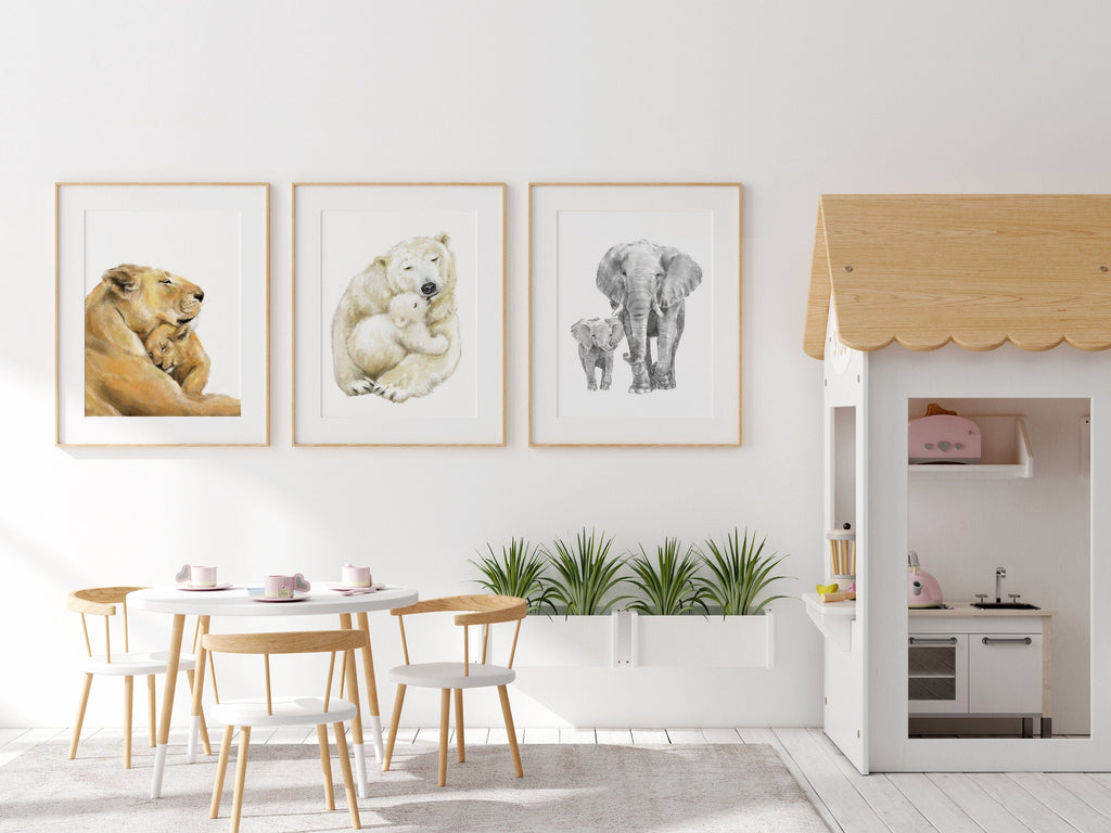 Illustration d'une maman lionne et son bébé