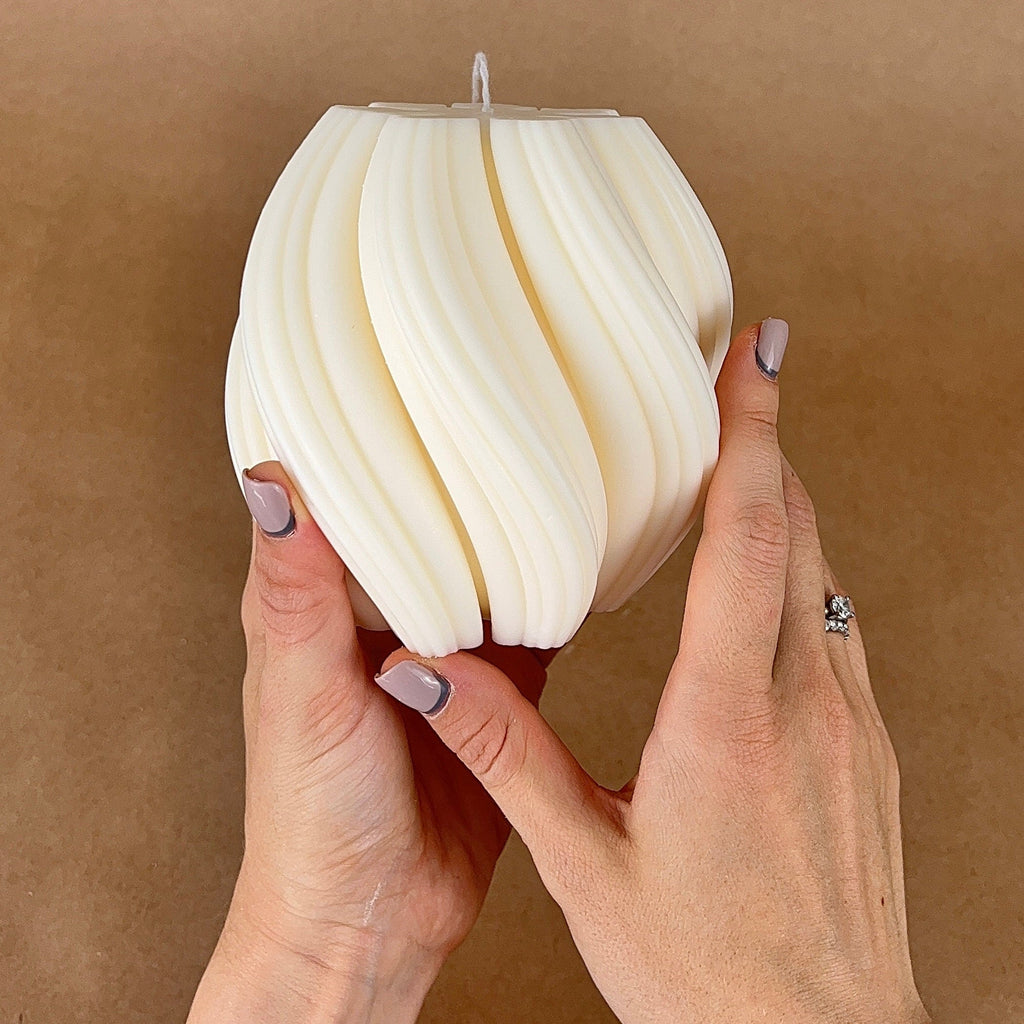 Big Swirl Soy Candle | Unscented Decorative Pillar