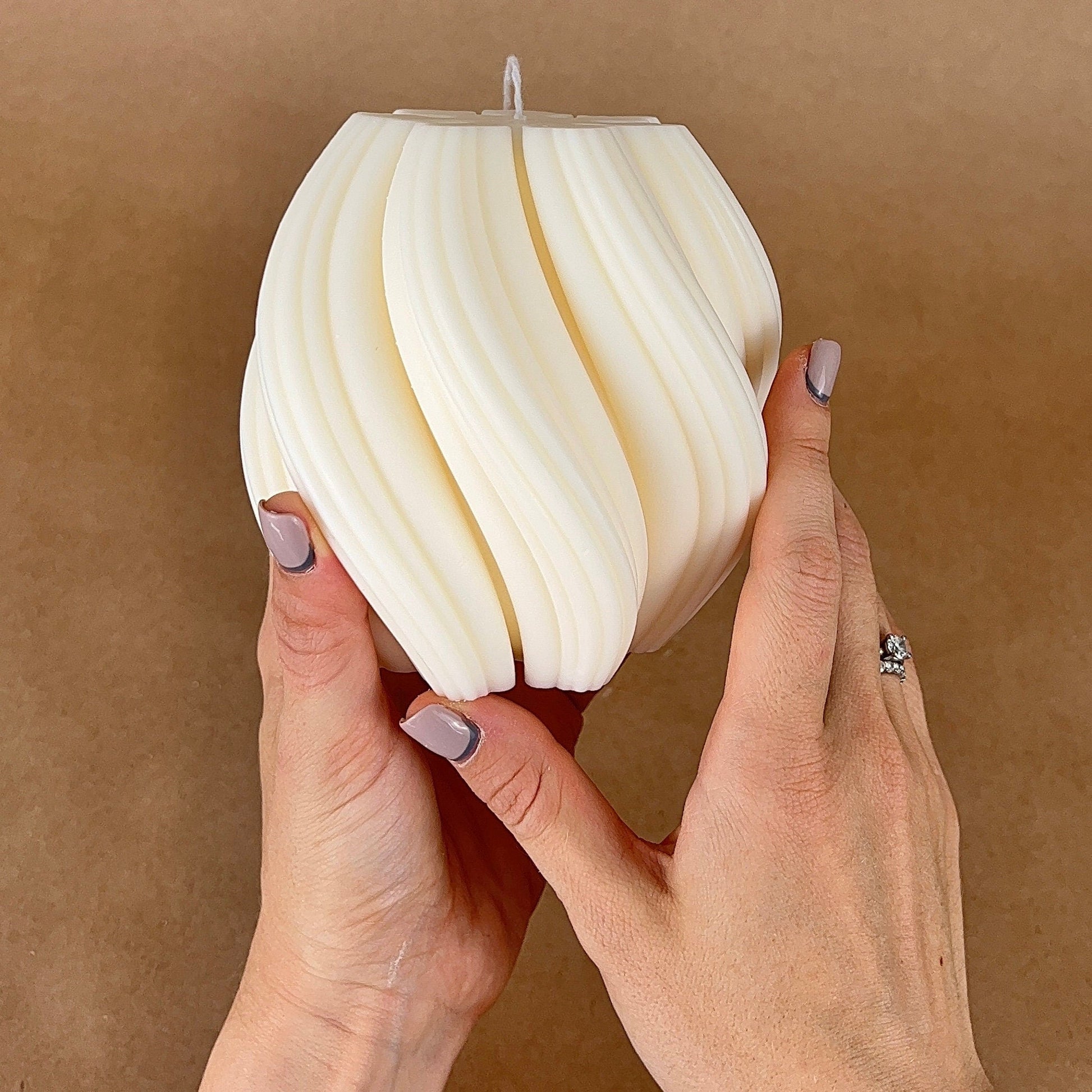 Big Swirl Soy Candle | Unscented Decorative Pillar