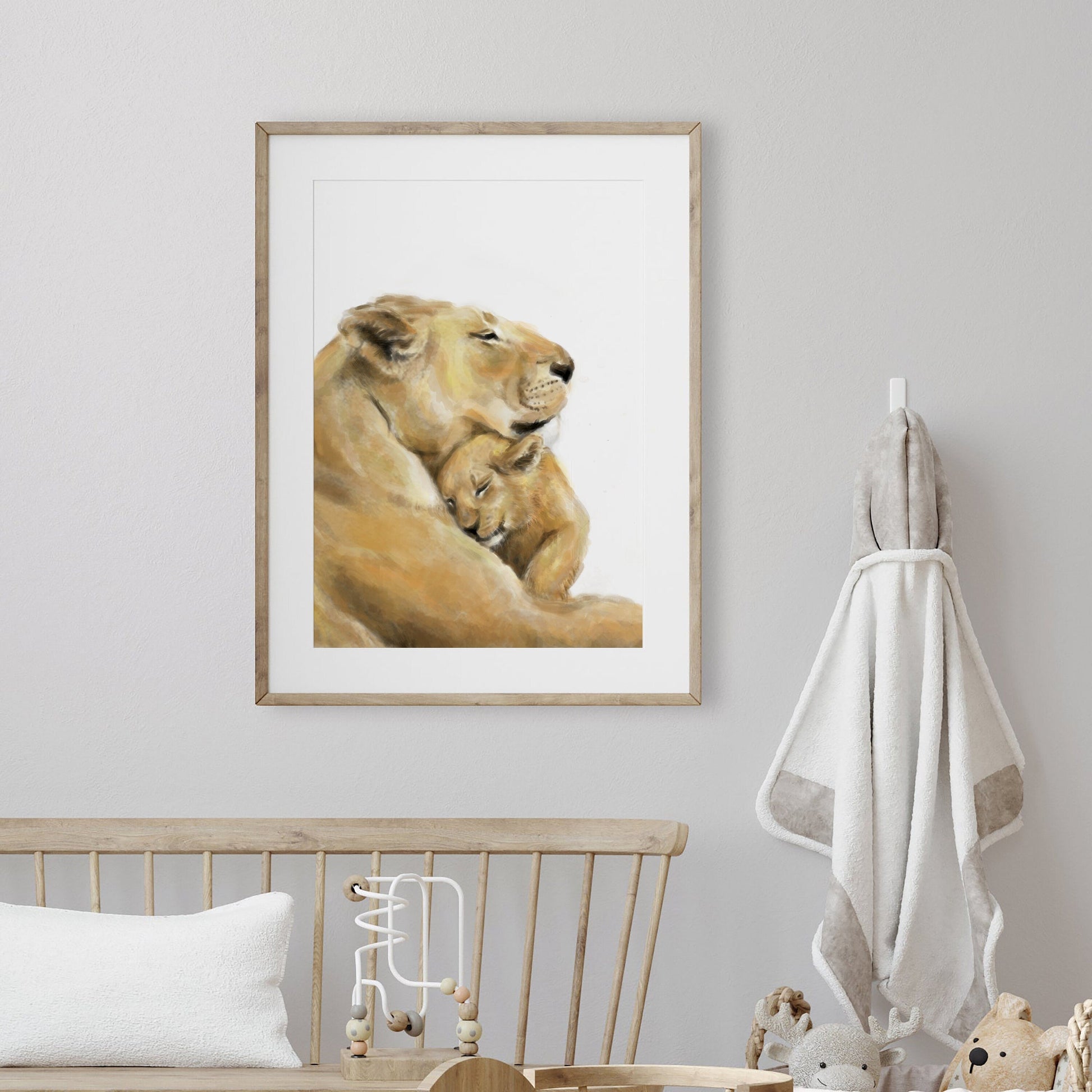 Illustration d'une maman lionne et son bébé