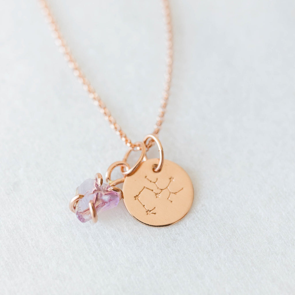 Breloque en améthyste brute - Cadeau pierre de naissance février - Breloque violette pour collier ou bracelet