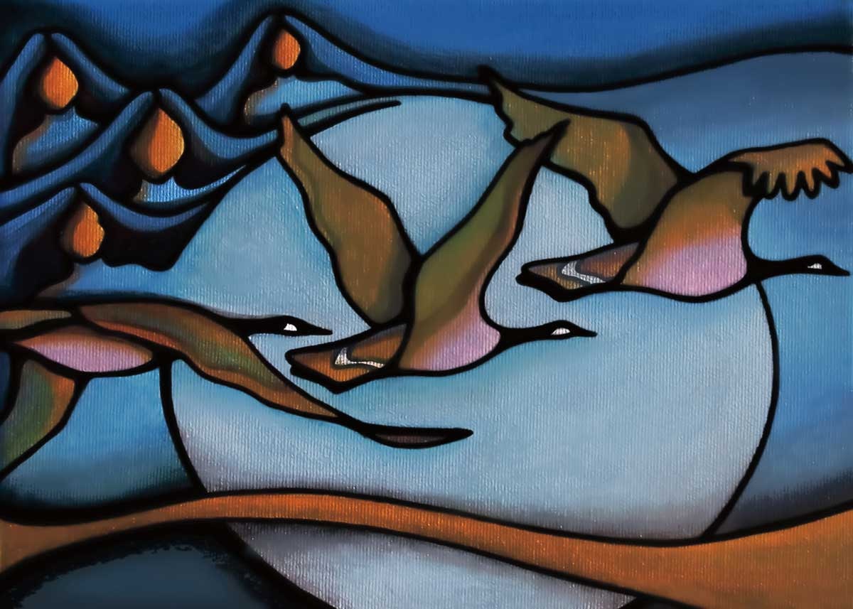 Sœurs du ciel par Nathalie Coutou, impression d'art autochtone, Premières Nations, décor autochtone des Premières Nations