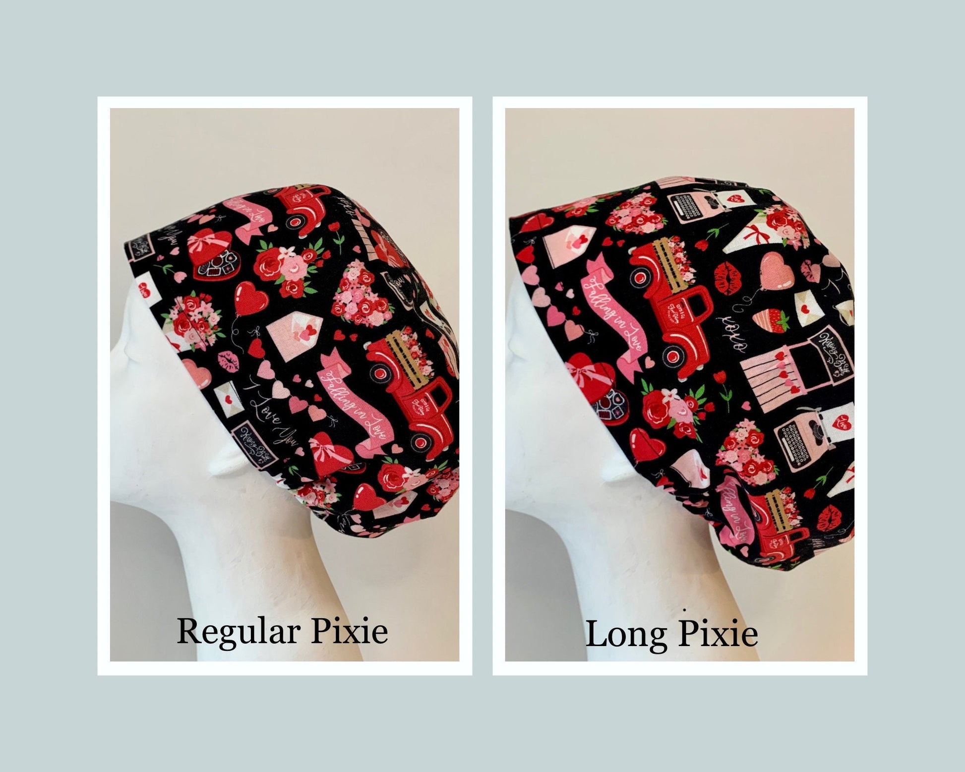 DOG MOSAIC European Style Surgical Scrub Cap or Snood for Women, Regular or Long Pixie, Elastic Gathered, Optional Ties, No Toggle