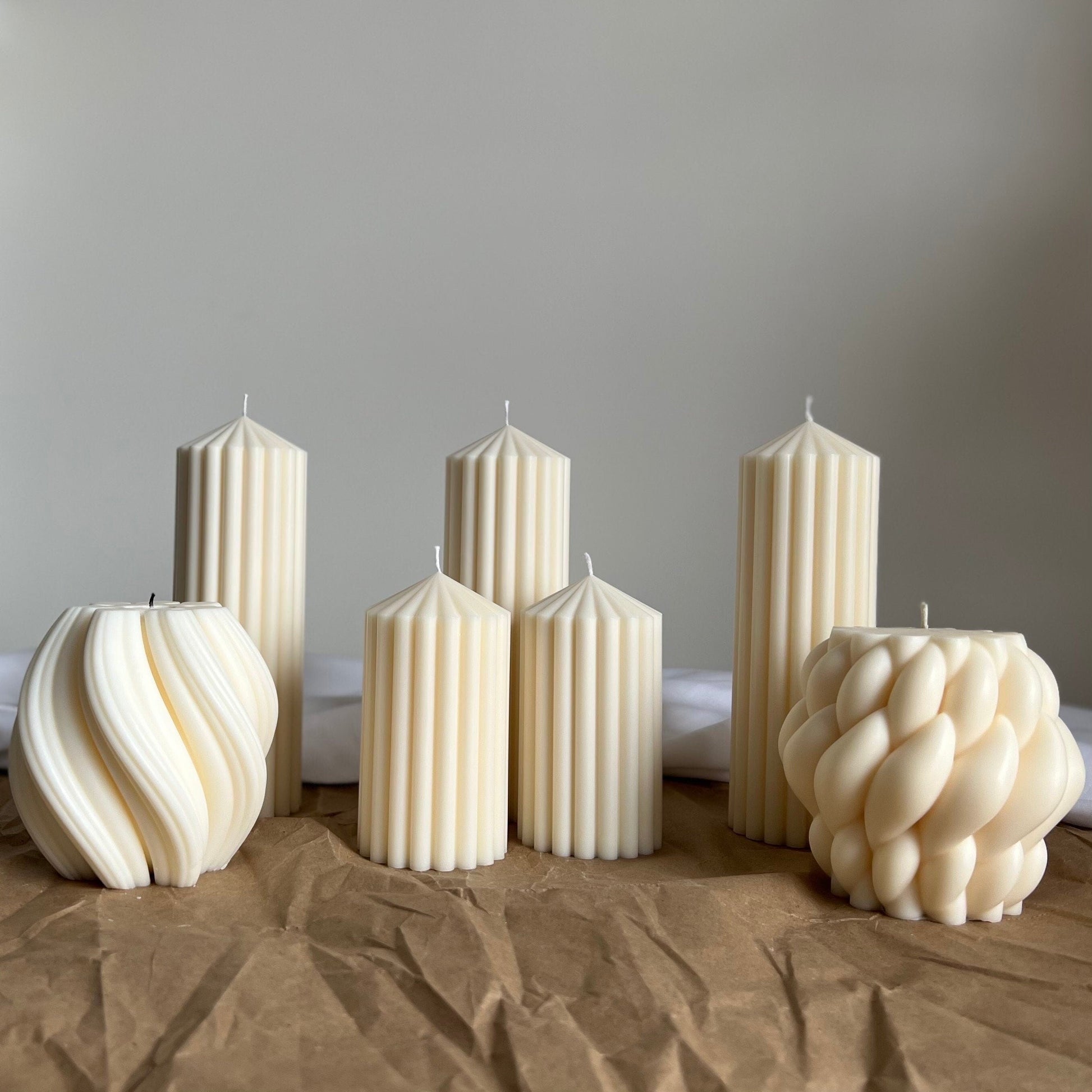 Large Knitted Soy Candle: Twisted Rope Coffee Table Decor