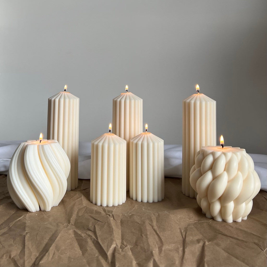 Large Knitted Soy Candle: Twisted Rope Coffee Table Decor