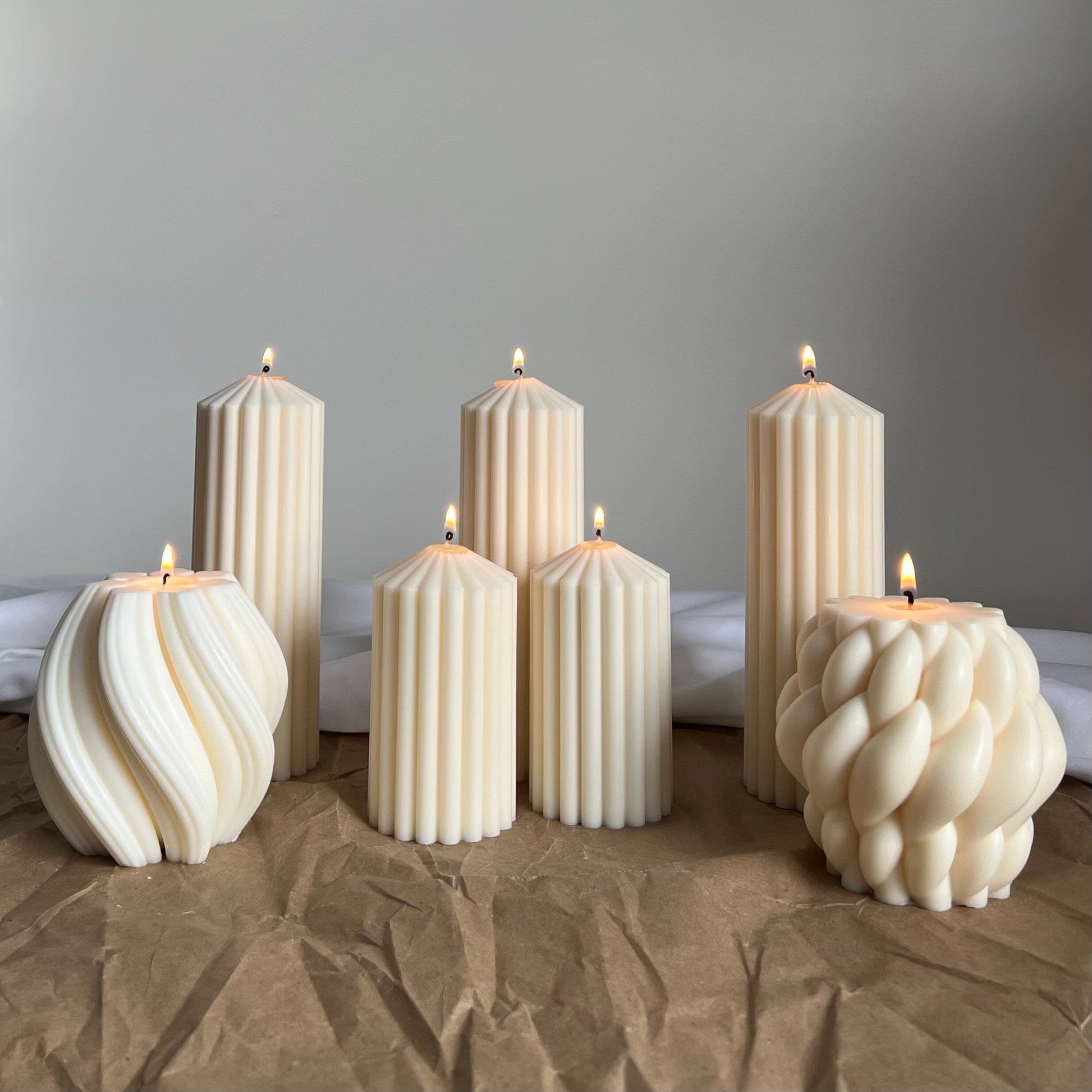 Large Knitted Soy Candle: Twisted Rope Coffee Table Decor