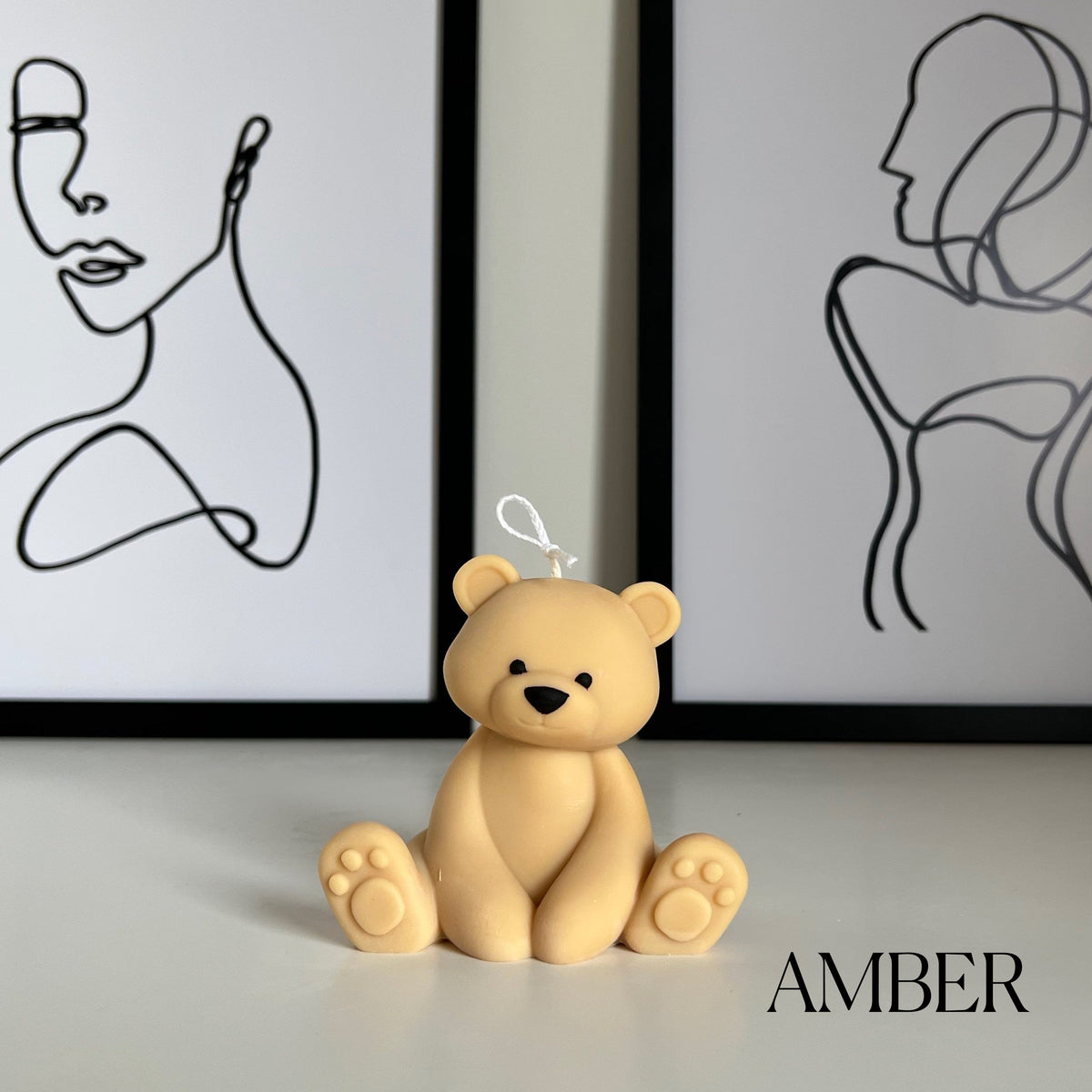 Teddy Bear Candle | Decorative Soy Wax Pillar, Nursery Decor