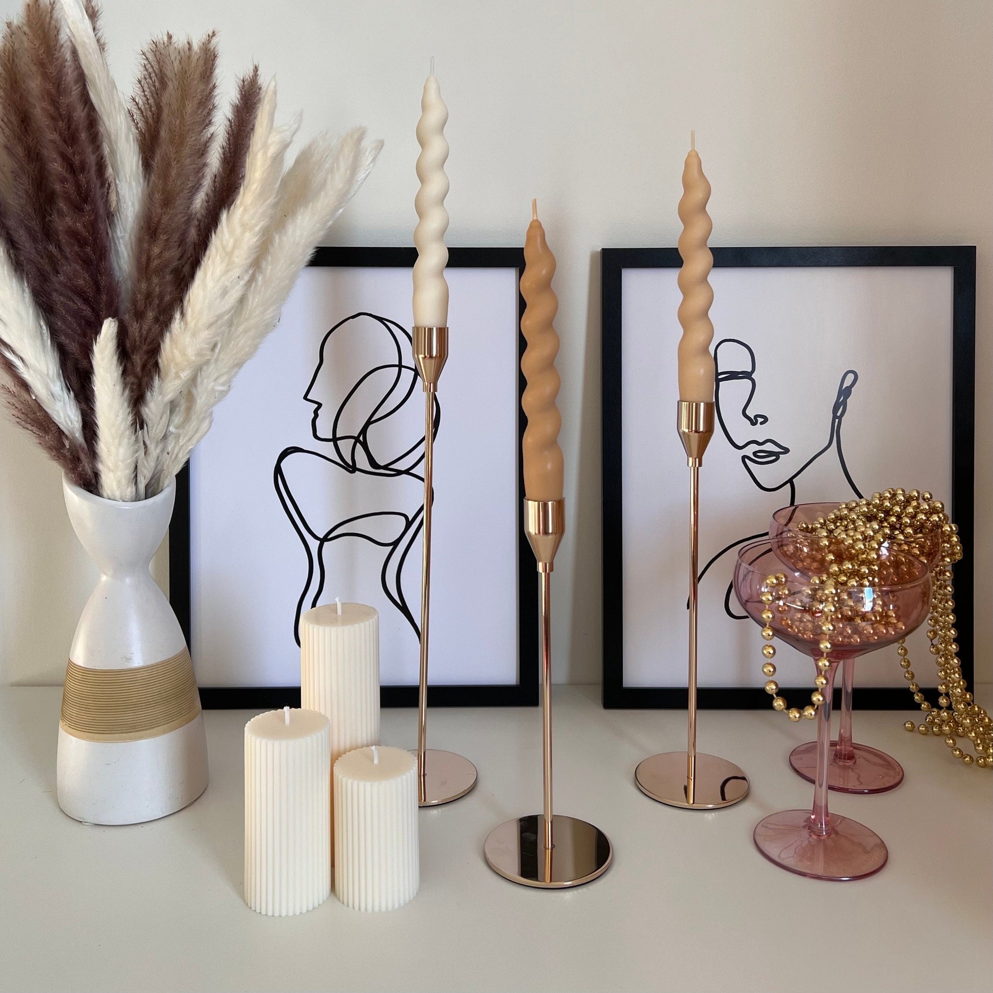 Twisted Soy Wax Taper Candle | Handmade Home Decor