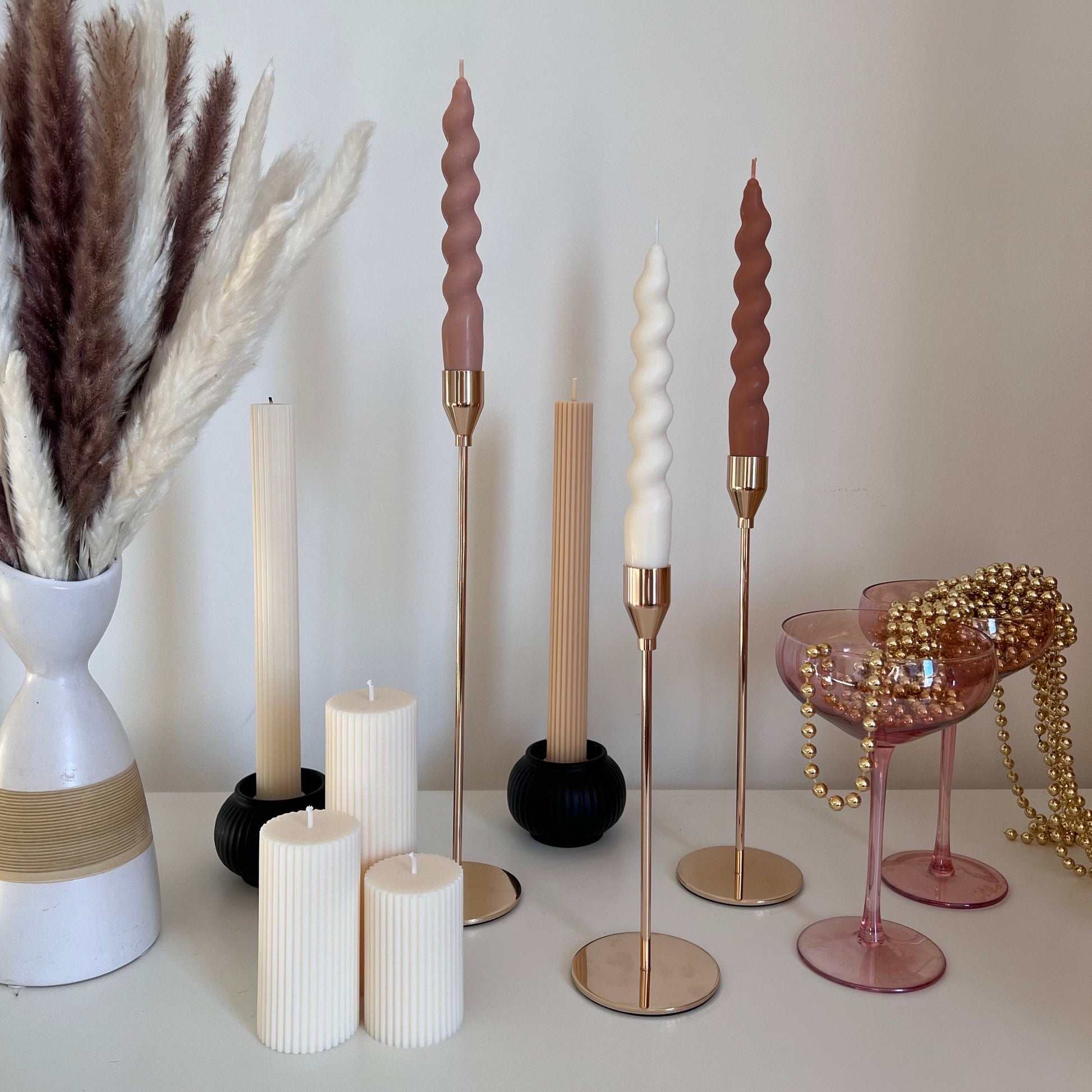 Twisted Soy Wax Taper Candle | Handmade Home Decor