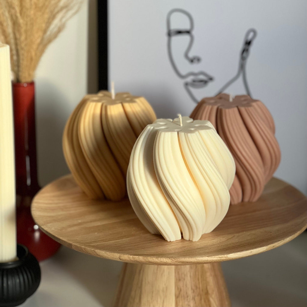 Big Swirl Soy Candle | Unscented Decorative Pillar