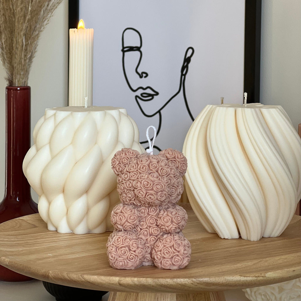 Big Swirl Soy Candle | Unscented Decorative Pillar