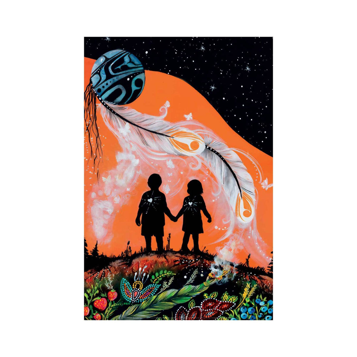 Le retour au foyer par Karen Erickson, estampe d'art autochtone, Premières Nations, décor amérindien