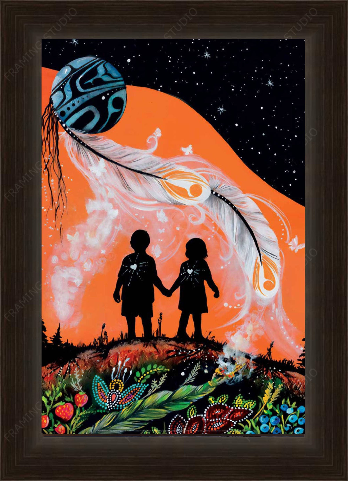 Le retour au foyer par Karen Erickson, estampe d'art autochtone, Premières Nations, décor amérindien