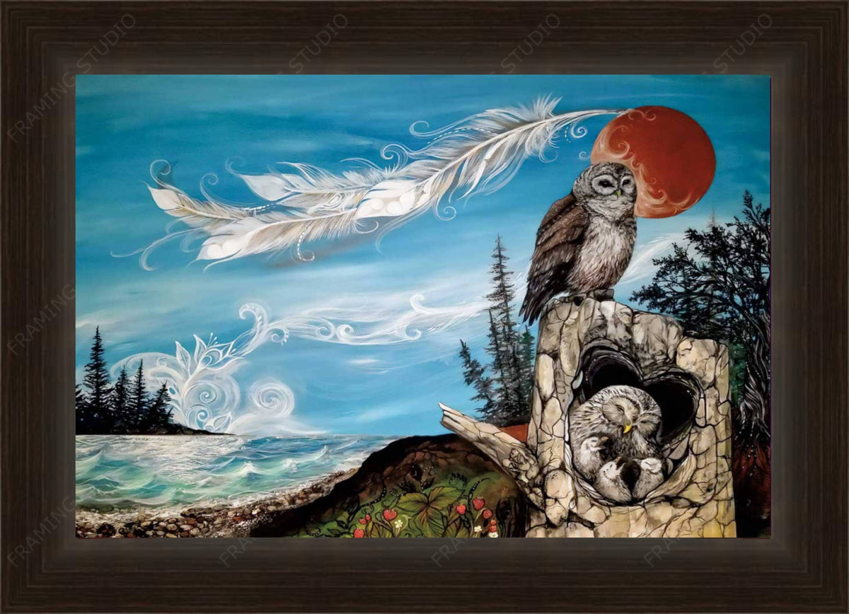 Owl Family par Karen Erickson, impression d'art autochtone, Premières Nations, décor autochtone amérindien