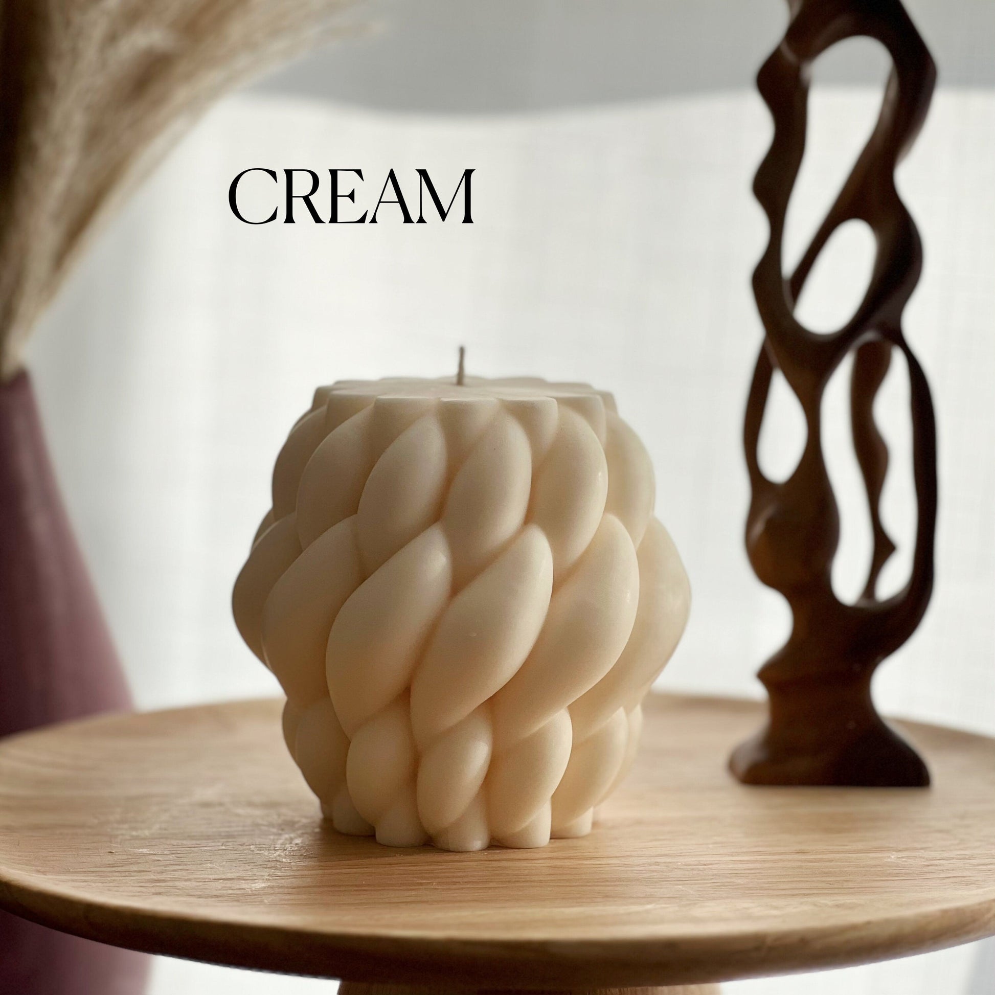 Large Knitted Soy Candle: Twisted Rope Coffee Table Decor