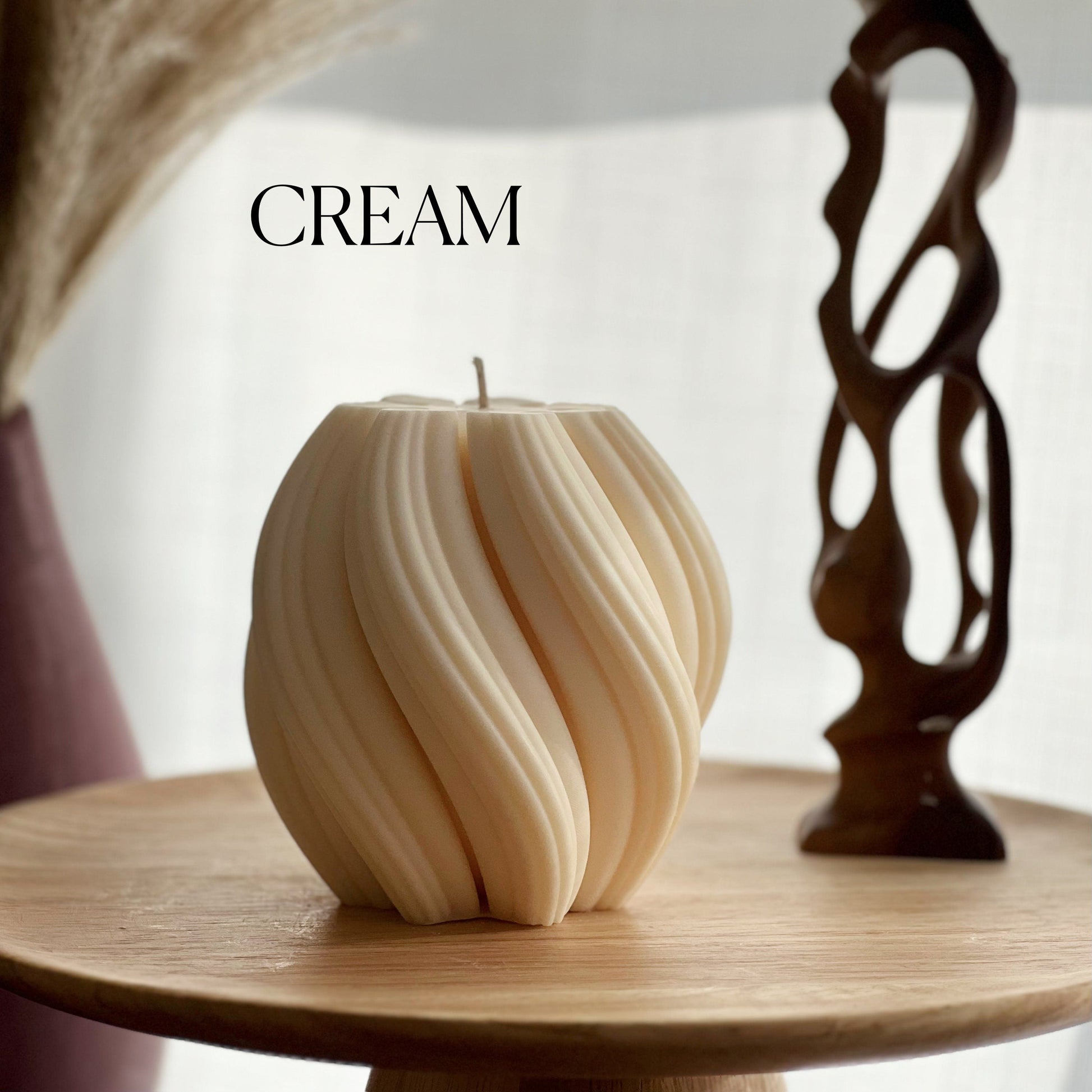 Big Swirl Soy Candle | Unscented Decorative Pillar