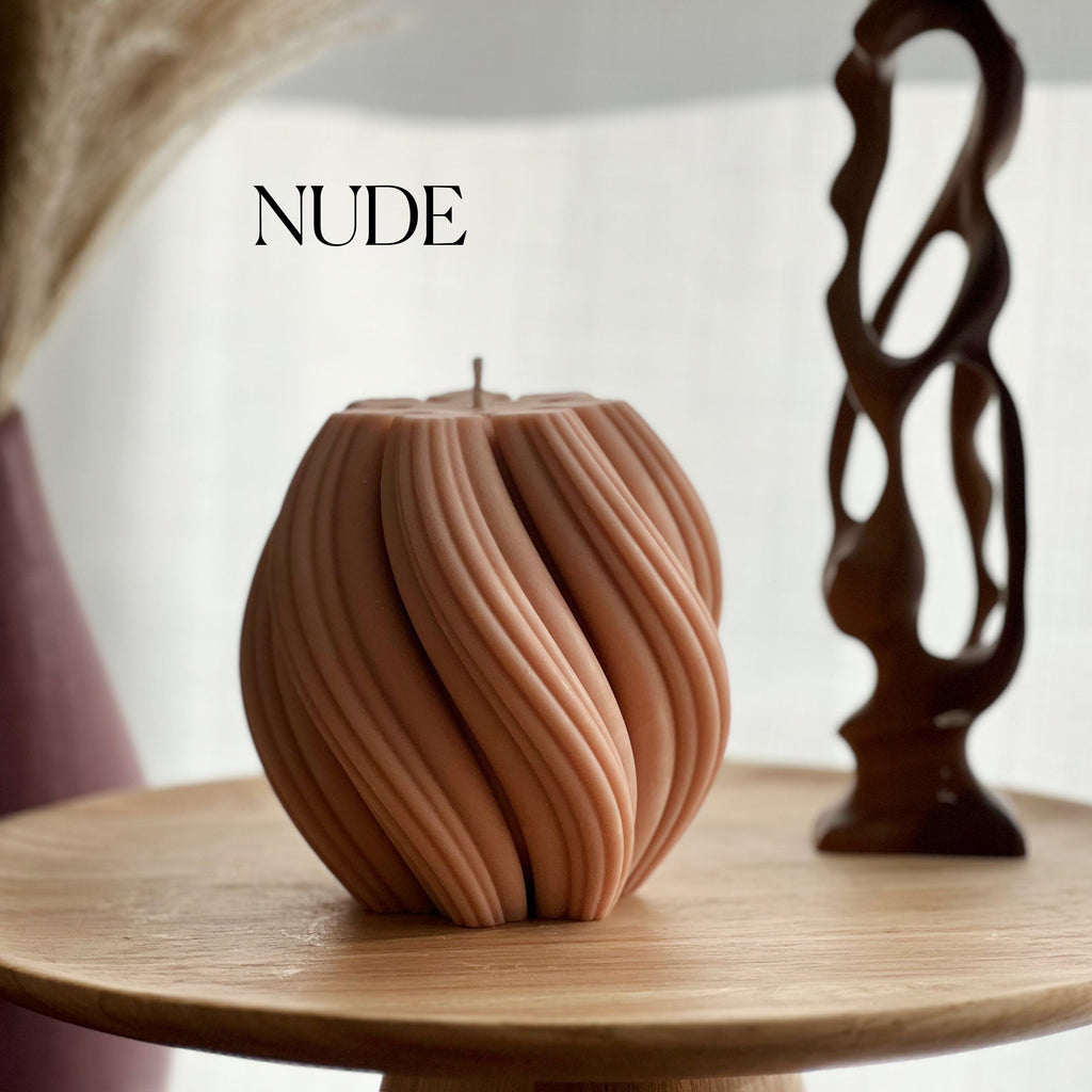 Big Swirl Soy Candle | Unscented Decorative Pillar