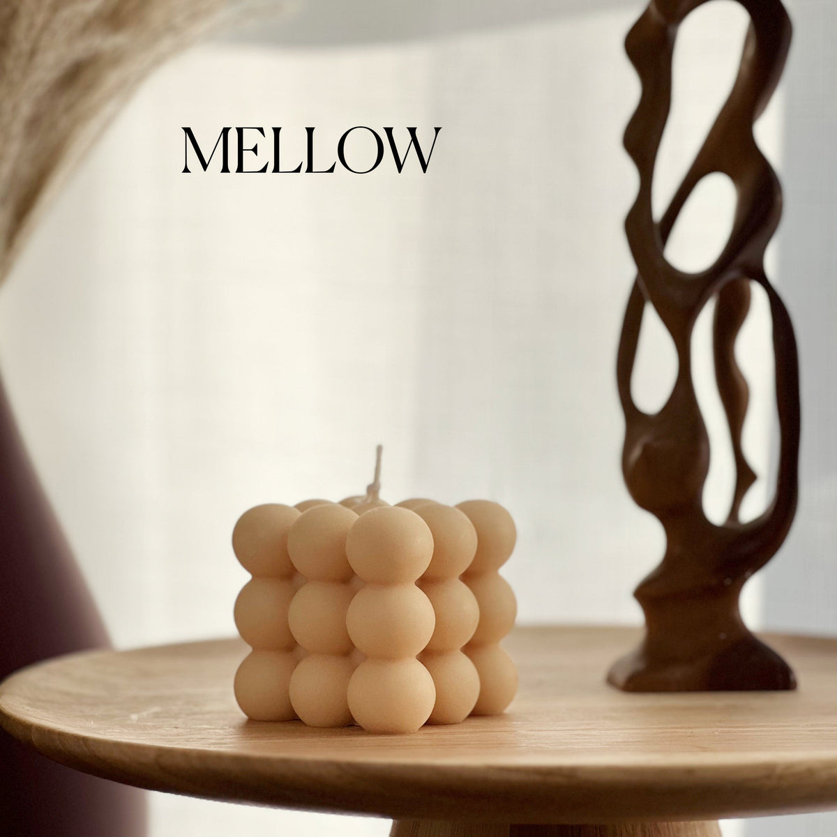 Bubble Cube Candle: Decorative Soy Wax Pillar, Handmade