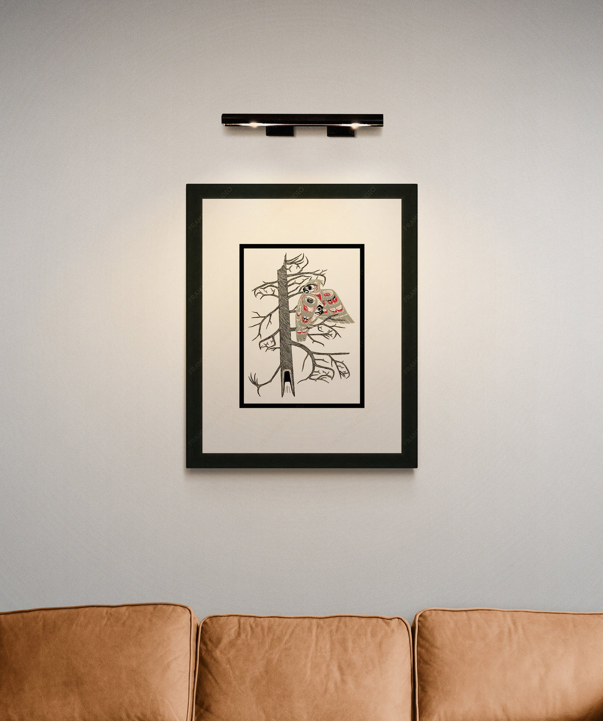 Hibou faisant sa toilette par Richard Shorty, impression d'art autochtone, Premières Nations, décor amérindien