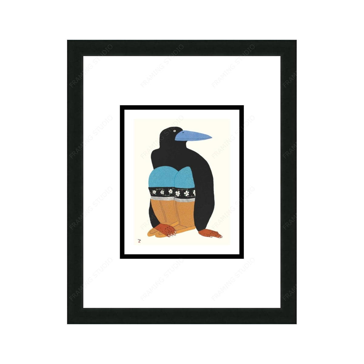 No Turning Back par Ningiukulu Teevee, carte d'art autochtone, carte d'art inuit encadrée