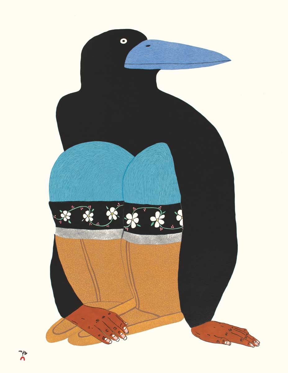 No Turning Back par Ningiukulu Teevee, carte d'art autochtone, carte d'art inuit encadrée