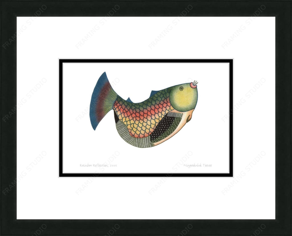 Rainbow Reflection, 2006 par Ningiukulu Teevee, carte d'art autochtone inuit, décor autochtone, carte d'art encadrée
