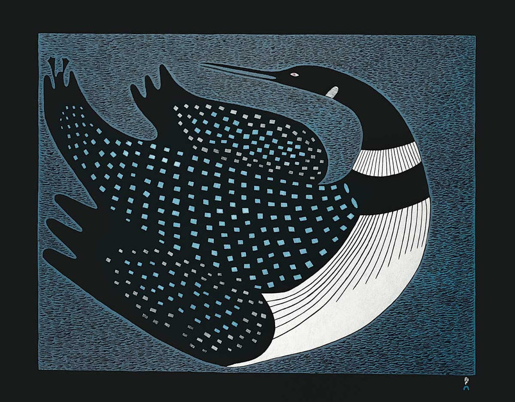 Danse de lune, 2011 par Ningiukulu Teevee, carte d'art inuit autochtone, décor autochtone, carte d'art encadrée