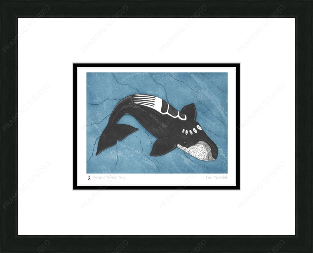 Ancient Whale, 2013 by Tim Pitsiulak, Indigenous Art Card, Inuit Framed Art Card