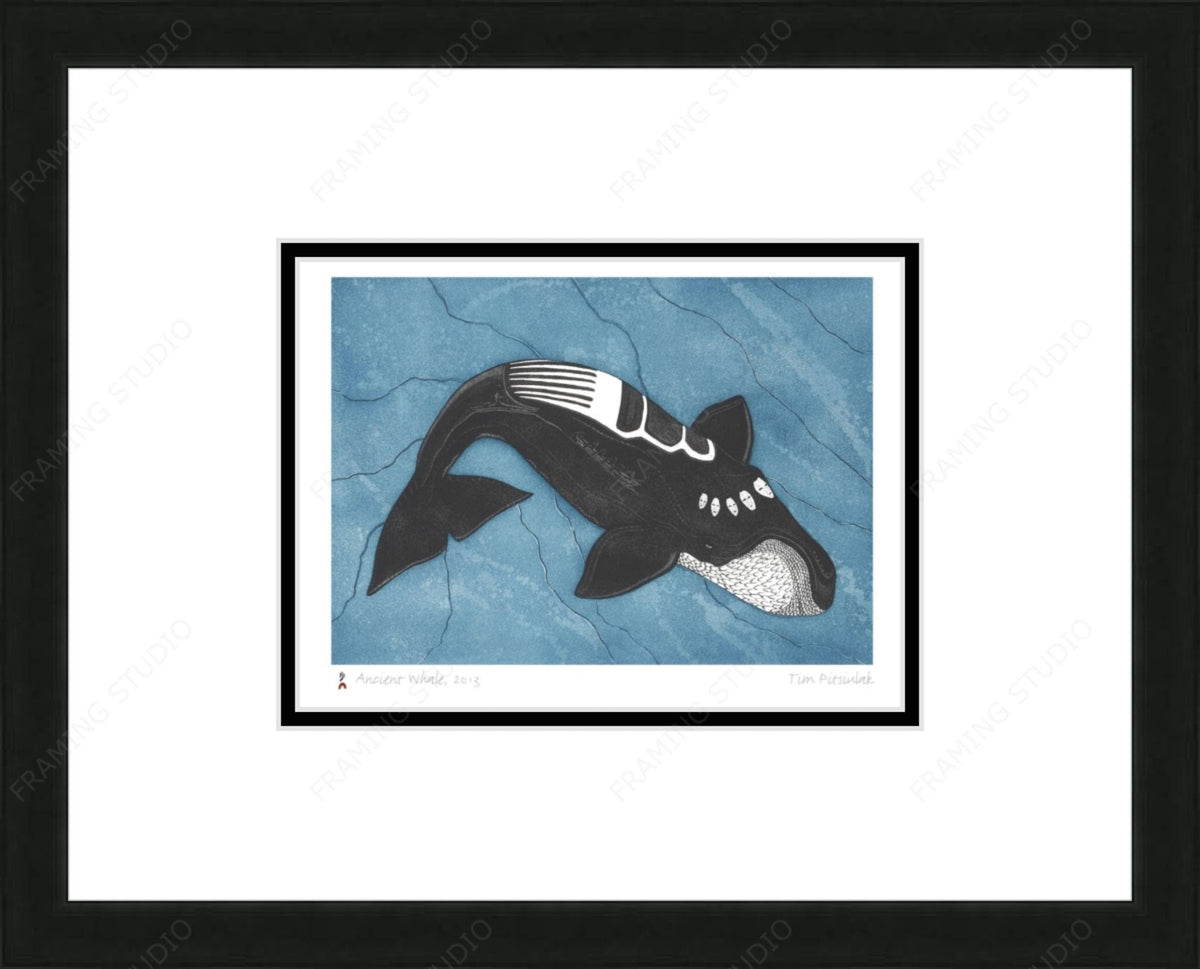 Ancient Whale, 2013 by Tim Pitsiulak, Indigenous Art Card, Inuit Framed Art Card