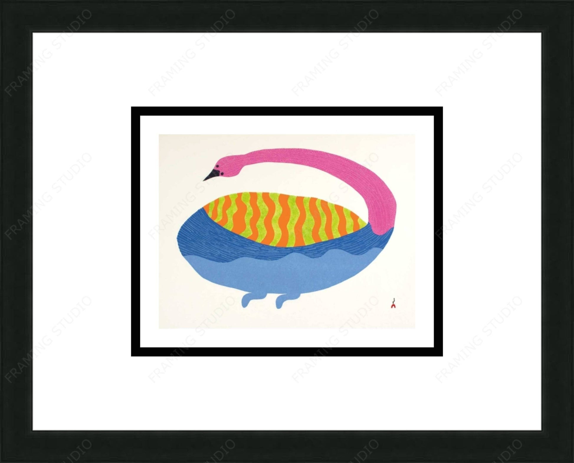 Drifting Home by Saimaiyu Akesuk, Indigenous Art Card, Inuit Framed Art Card