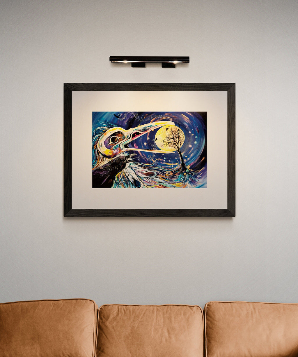 Raven Moon par Carla Joseph, estampe d'art autochtone, Premières Nations, Amérindiens, Cris, Métis, œuvre encadrée