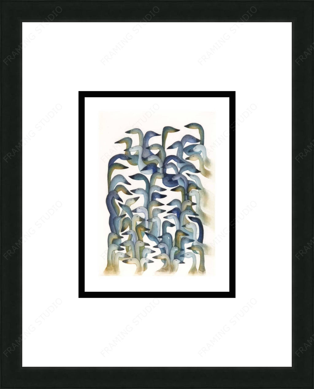 Snow Geese Return, 2008 par Ningiukulu Teevee, Carte d'art autochtone, Carte d'art inuit encadrée