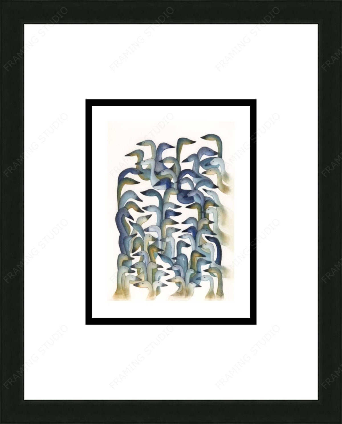 Snow Geese Return, 2008 par Ningiukulu Teevee, Carte d'art autochtone, Carte d'art inuit encadrée