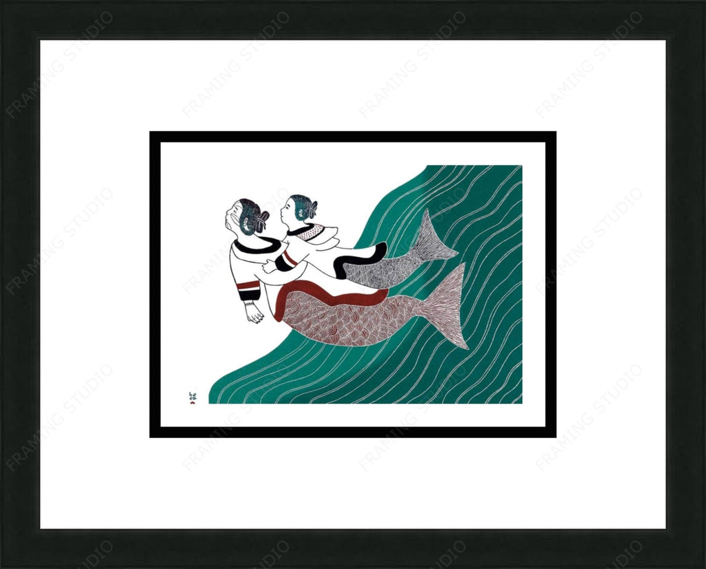 Remontée à la surface par Ningiukulu Teevee, carte d'art autochtone inuite, décor autochtone, carte d'art encadrée