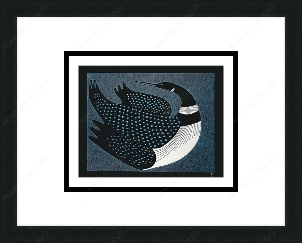 Danse de lune, 2011 par Ningiukulu Teevee, carte d'art inuit autochtone, décor autochtone, carte d'art encadrée