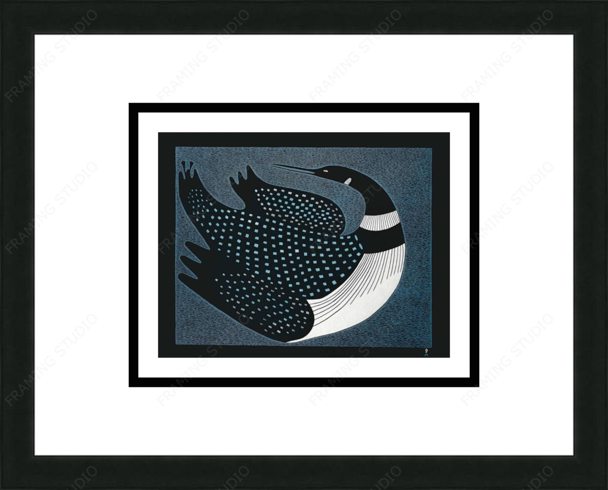 Danse de lune, 2011 par Ningiukulu Teevee, carte d'art inuit autochtone, décor autochtone, carte d'art encadrée