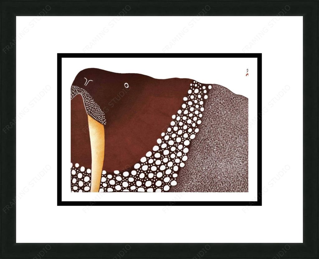 Timmiqti (Bull Walrus), 2008 by Ningiukulu Teevee, Indigenous Inuit Art Card, Aboriginal Decor, Framed Art Card