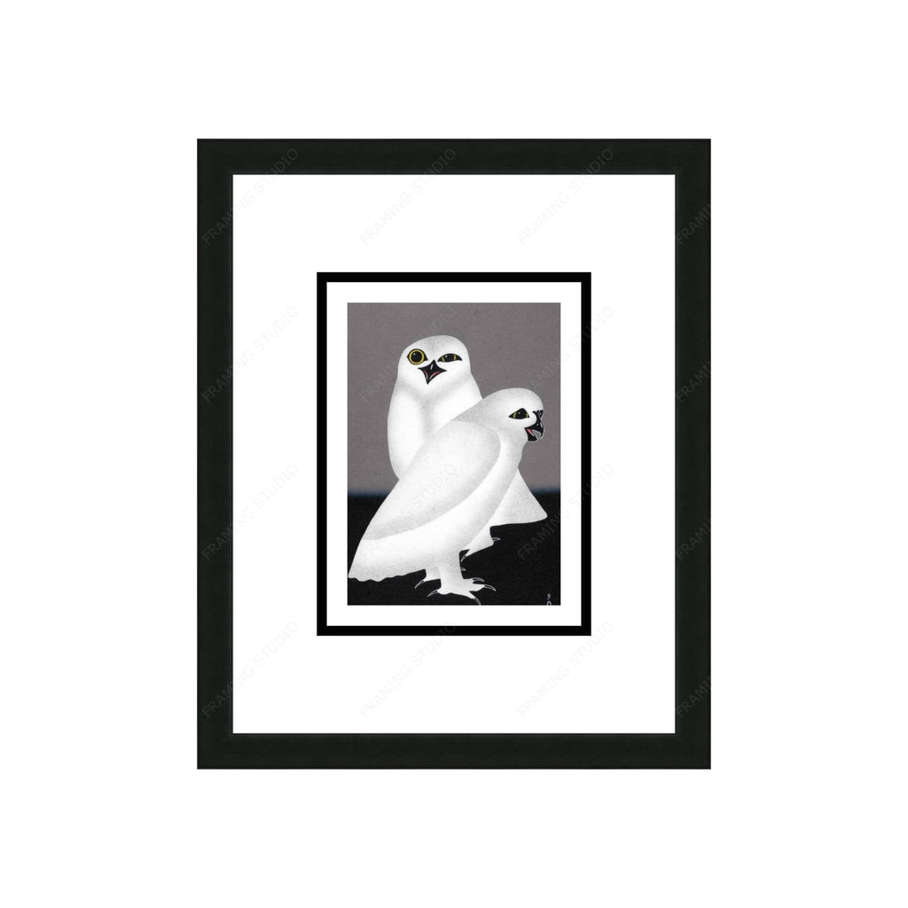 Unnuarsiut Uppiik (Night Owls) by Kananginak Pootoogook, Indigenous Art Card, Inuit Framed Art Card